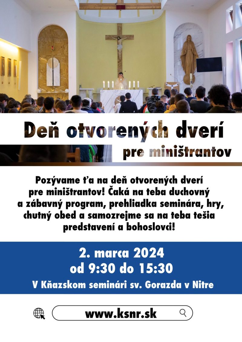 KSNR – Deň otvorených dverí pre miništrantov – 2. marca 2024