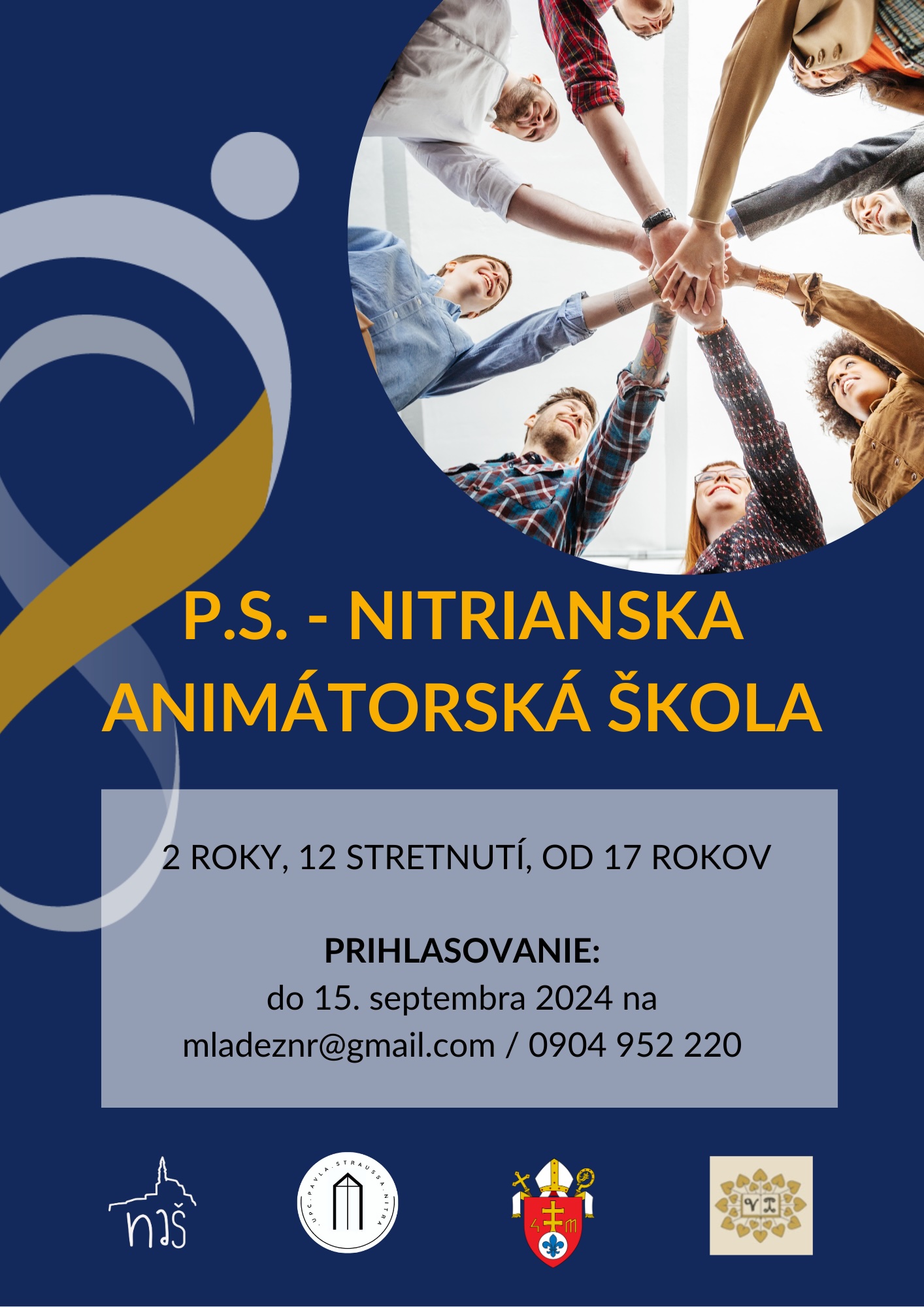 Doplňujúce informácie: 2 roky, 12 stretnutí, od 17 rokov Prihlasovanie: do 15. septembra 2024 na adrese mladeznr@gmail.com/0904 952 220 Logá: Nitrianske biskupstvo, UPC, NAŠ a logo toho nového pracoviska na UKF – 1